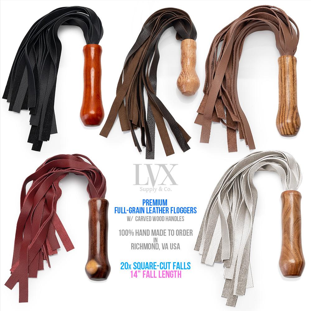 Leather Flogger with Exotic Hardwood Handle | LVX Supply & Co.