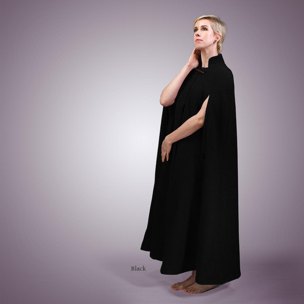 Long Wool Cape - MicroSuede Lined w/ Pockets - 100% Handmade