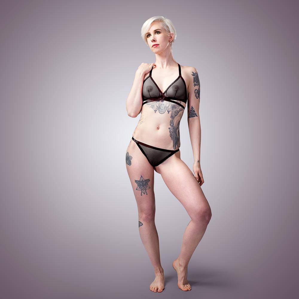 Bra & Panty (SET) / Onyx Classic Sheer Mesh Bra & Panty Lingerie Set | Handmade Lingerie by LVX Supply