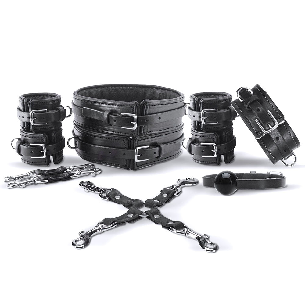 hardcore bdsm gear Classic Padded Leather BDSM Set | Complete Bondage Set from LVX Supply