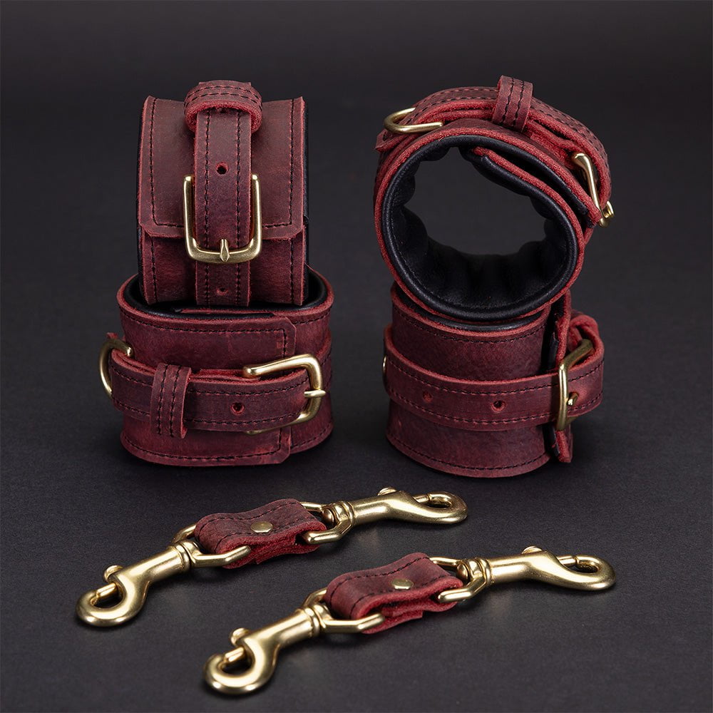 Quick-Release Bondage Cuffs Set | BDSM Leather | LVX Supply & Co. 