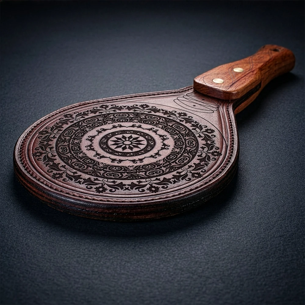 Classic Leather Paddle w/ Floral Engraving