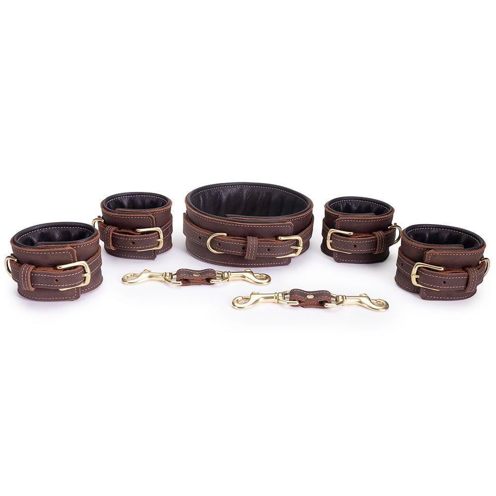 Collar &amp; Cuffs Bondage Set | Leather BDSM | LVX Supply &amp; Co.