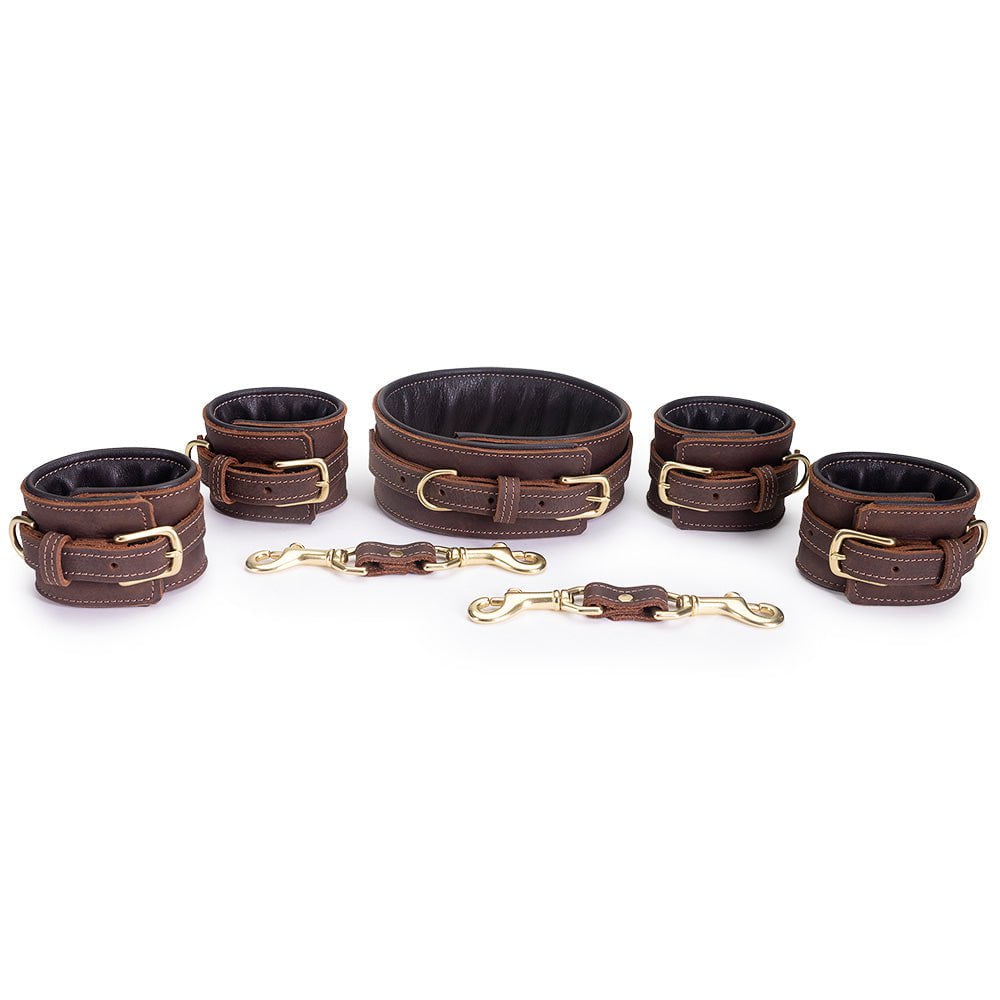 Collar & Cuffs Bondage Set | Leather BDSM | LVX Supply & Co.