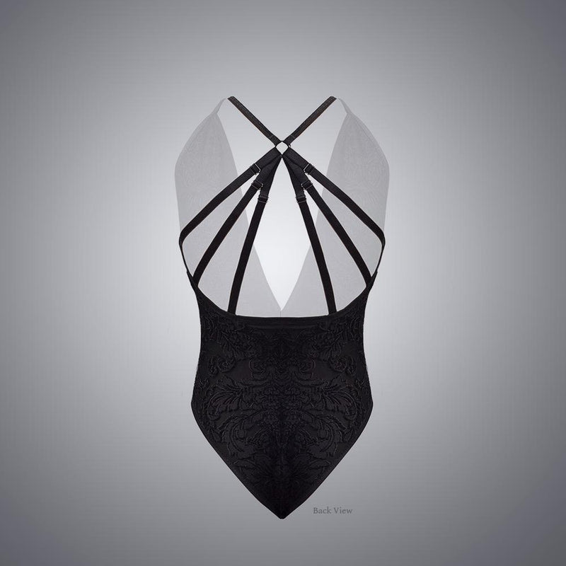 Velvet Mesh Lace Bodysuit