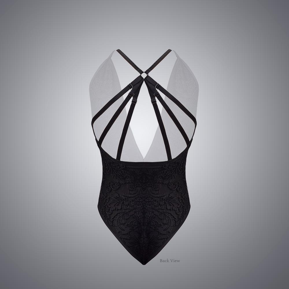 Velvet Mesh Lace Bodysuit