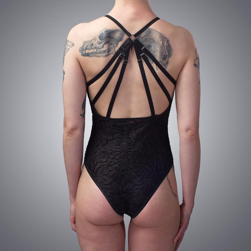 Velvet Mesh Lace Bodysuit