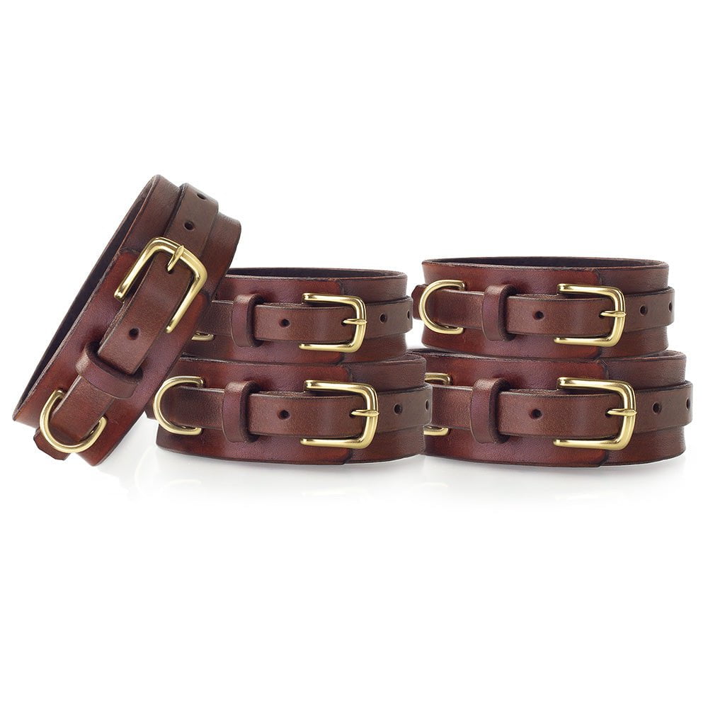 Leather Collar &amp; Cuffs SET [Suede-Lined]