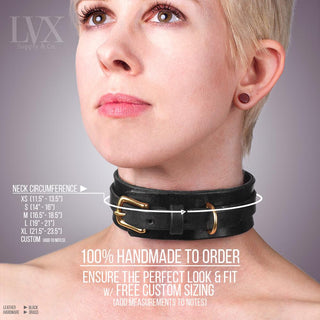 Classic BDSM Collar | Premium Suede Lined Leather Bondage Collar