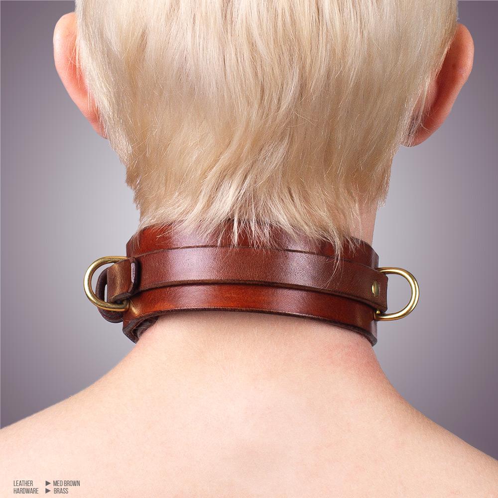 Classic BDSM Collar | Premium Suede Lined Leather Bondage Collar