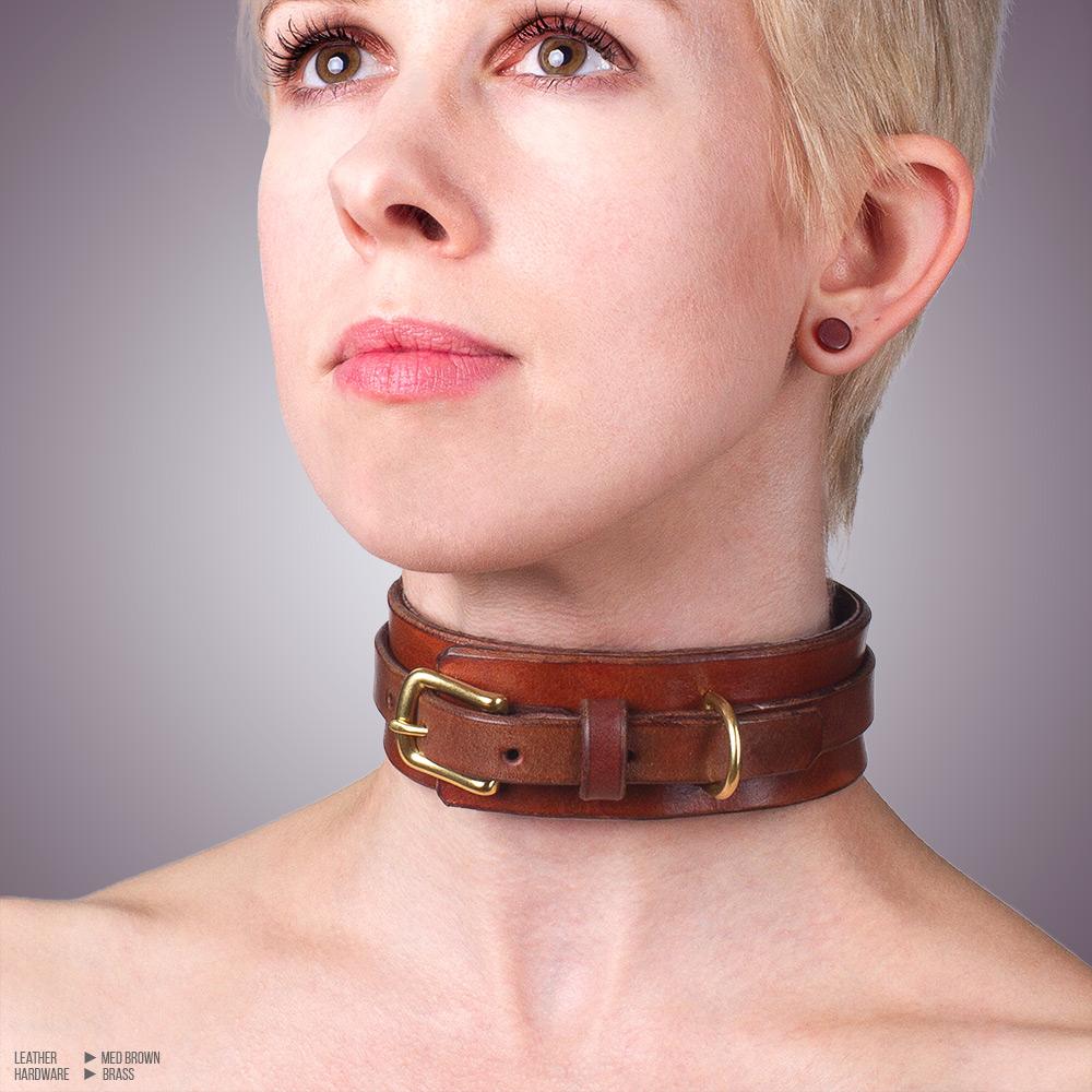 Classic BDSM Collar | Premium Suede Lined Leather Bondage Collar