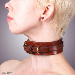 Classic BDSM Collar | Premium Suede Lined Leather Bondage Collar