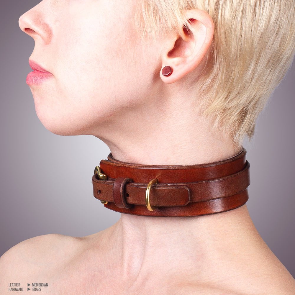 Leather Collar &amp; Cuffs SET [Suede-Lined]