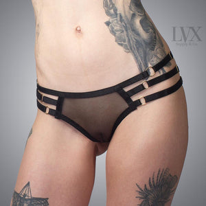 Onyx / Gold Deco Thong Panty | Handmade Lingerie by LVX Supply