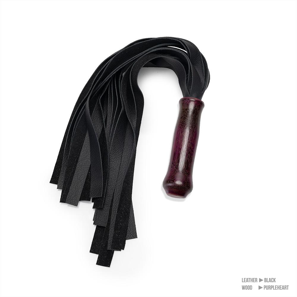 Black Flogger With Leather Handle
