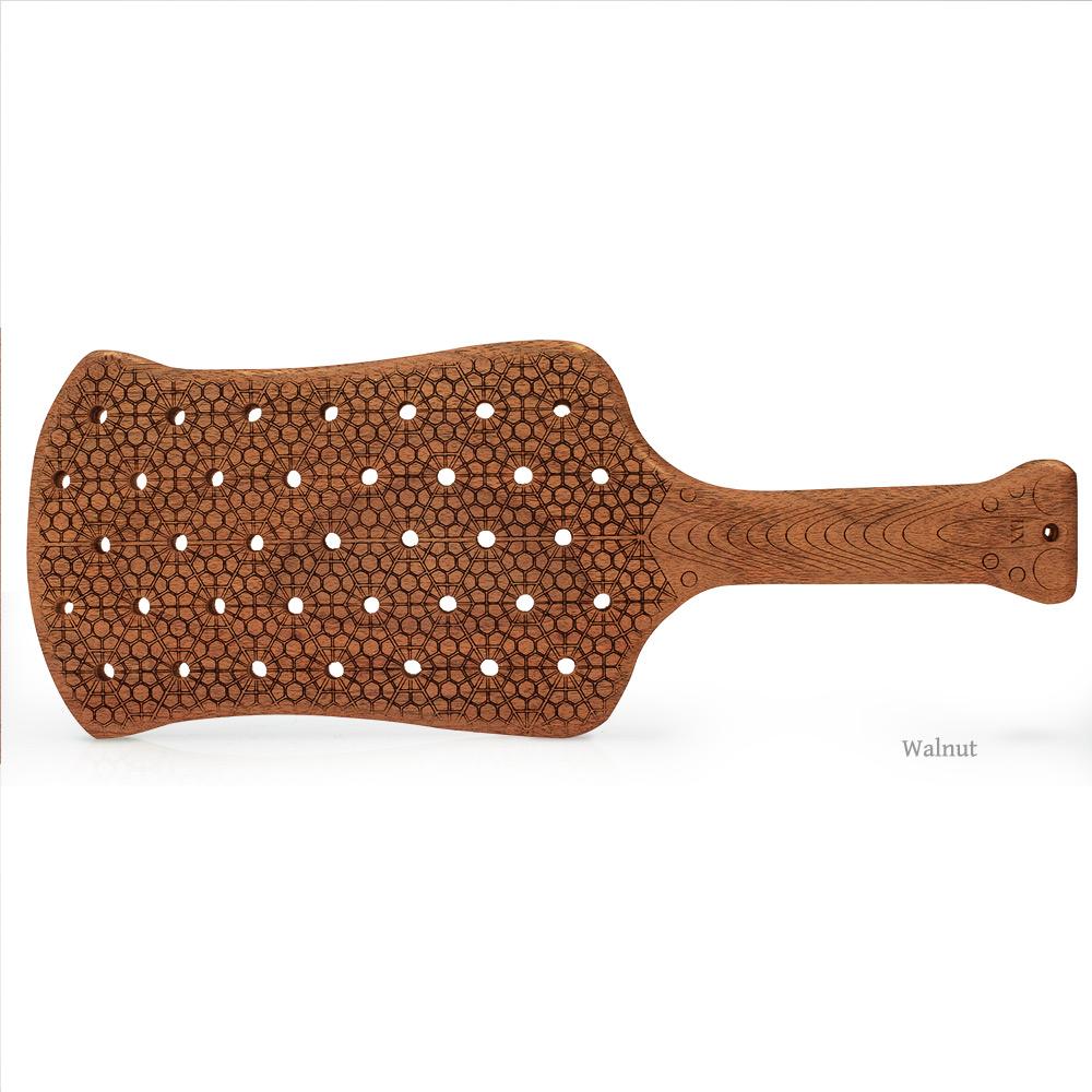 Walnut Hex Polka BDSM Spanking Paddle | Handmade Premium BDSM by LVX Supply