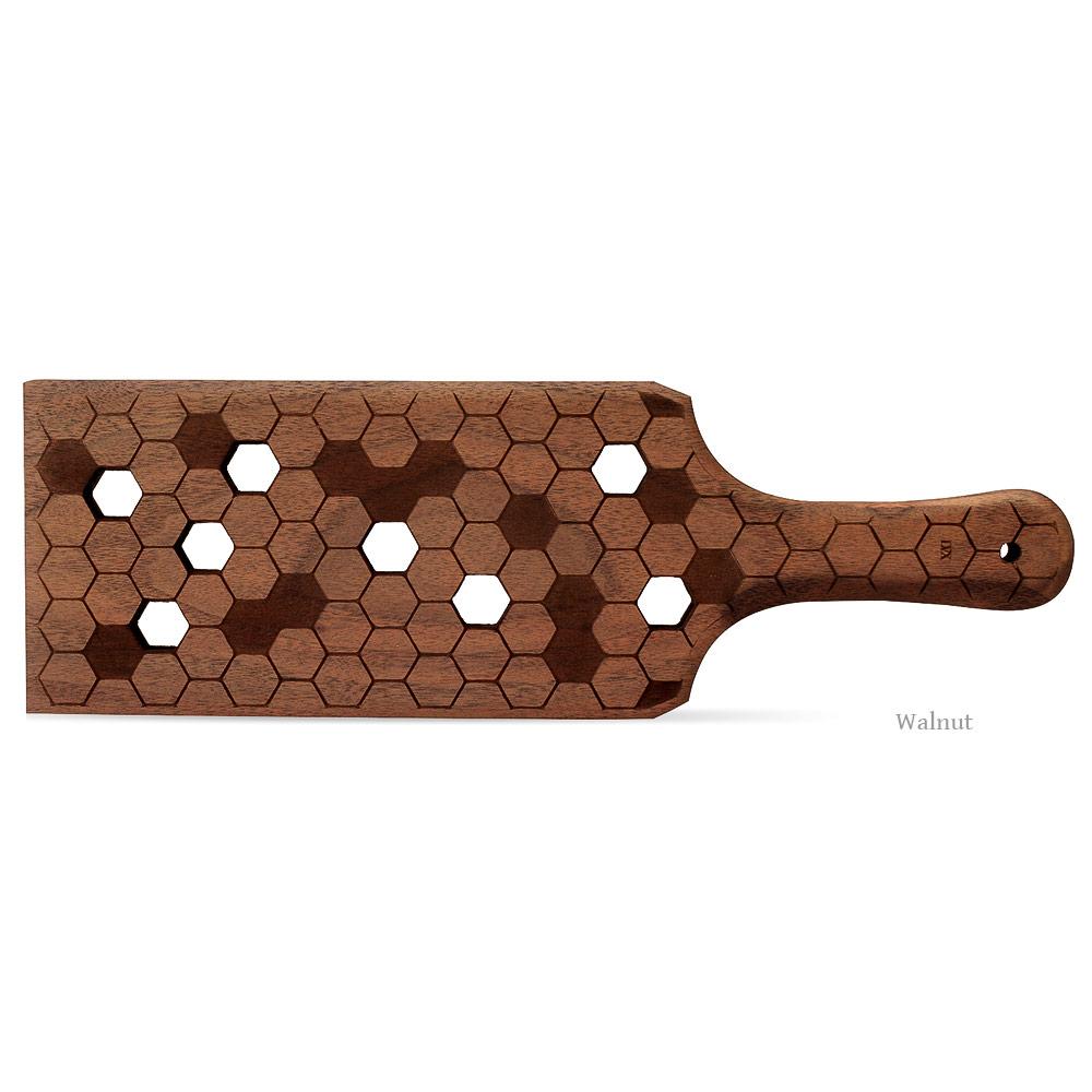Walnut HoneyComb Paddle for BDSM Spanking and Impact | LVX Supply &amp; Co. 