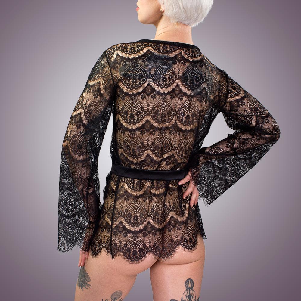 Sheer Lace Kimono Style Robe