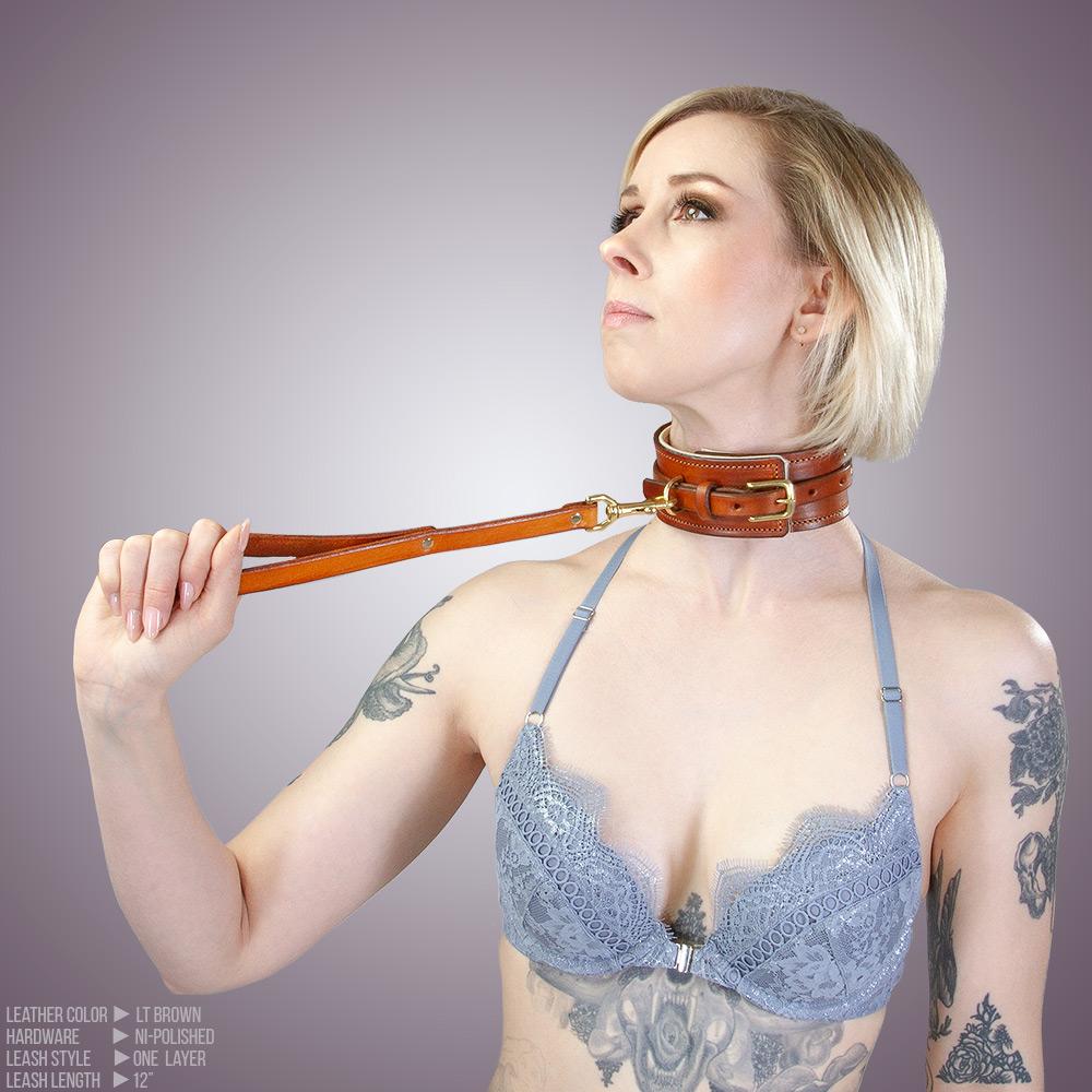 Hand dyed leather leashes of varying sizes, handmade by LVX Supply & Co. 