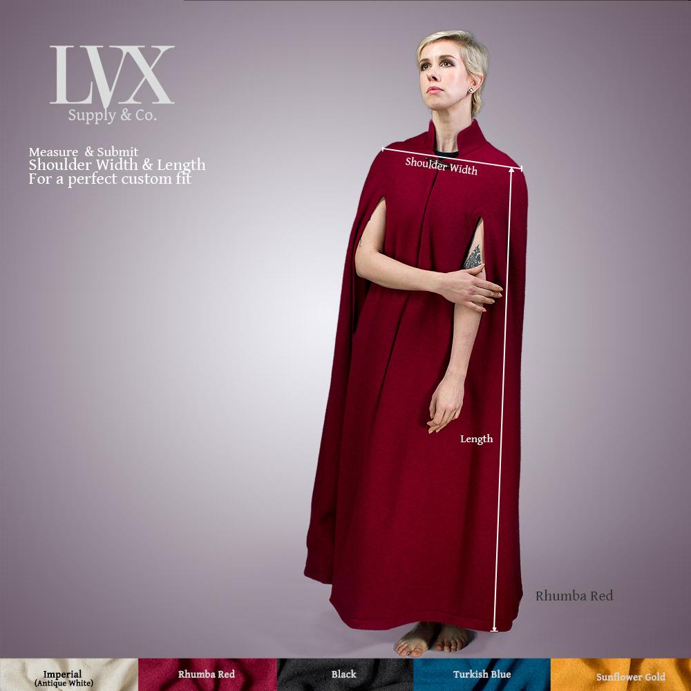 Long Wool Cape - MicroSuede Lined w/ Pockets - 100% Handmade