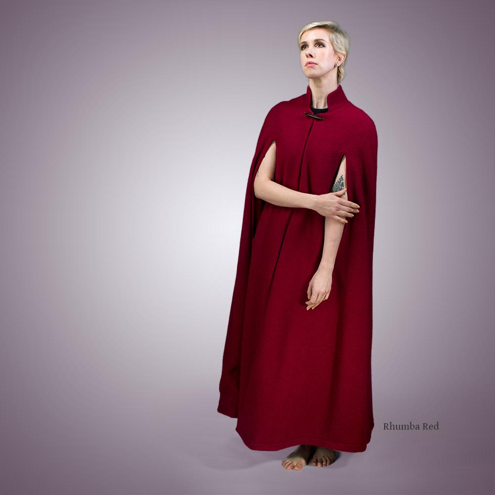 Long Wool Cape - MicroSuede Lined w/ Pockets - 100% Handmade