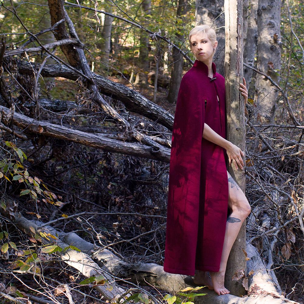 Long Wool Cape - MicroSuede Lined w/ Pockets - 100% Handmade