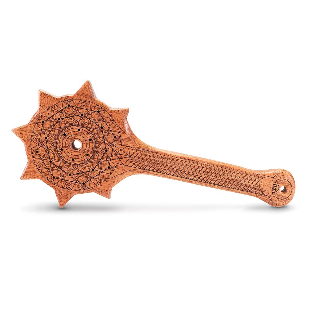 Mahogany BDSM Mace Paddle with optional nails. Handmade by LVX Supply & Co. 