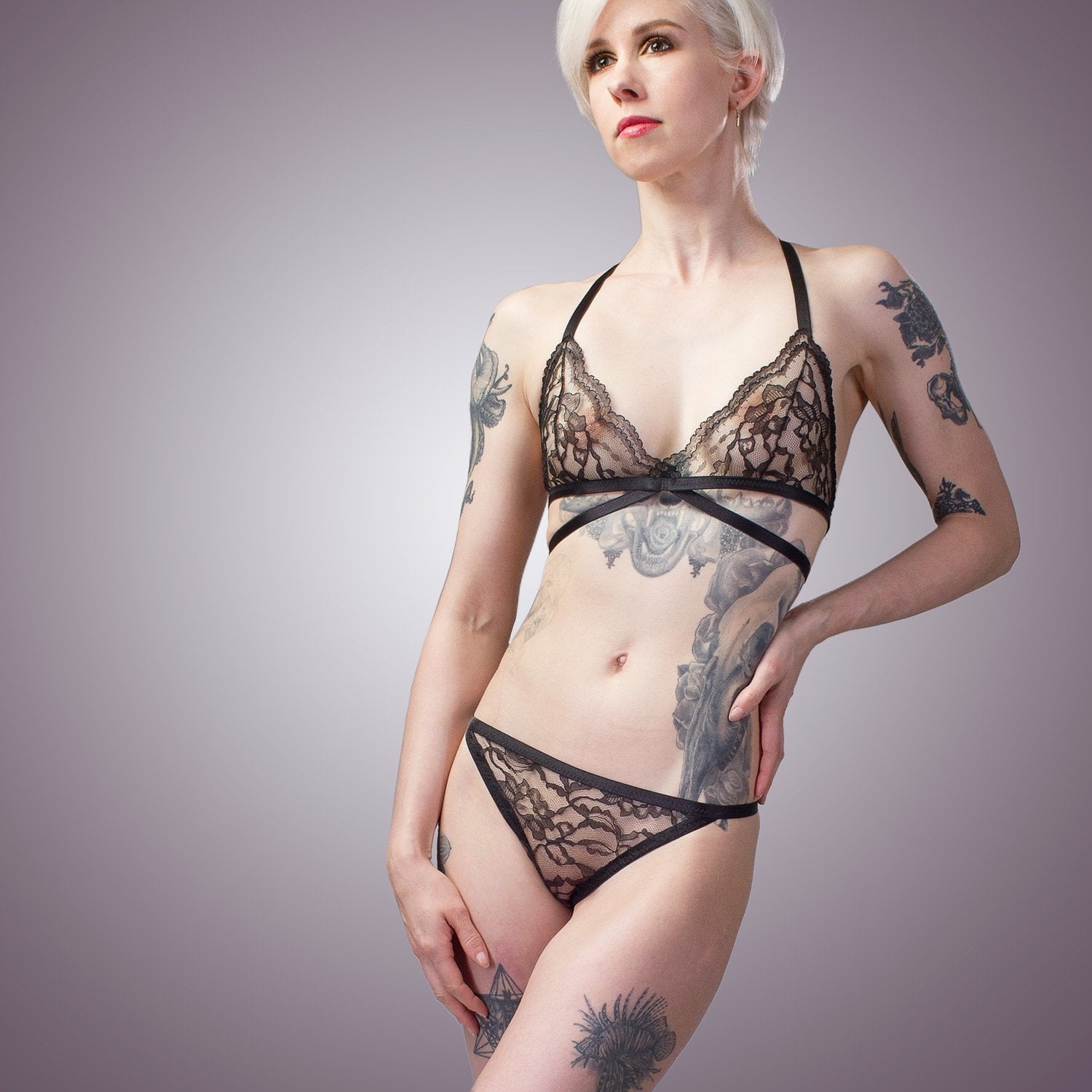 Classic Sheer Mesh Bra & Panty Lingerie Set | Handmade Lingerie by LVX Supply