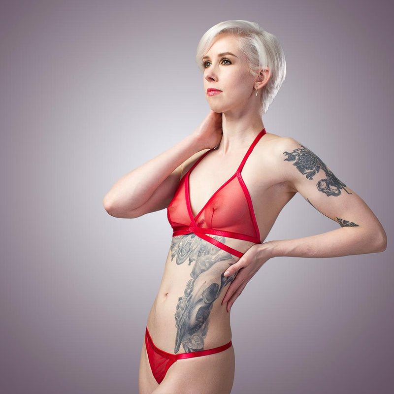 Classic Sheer Mesh Bra & Panty Lingerie Set | Handmade Lingerie by LVX Supply
