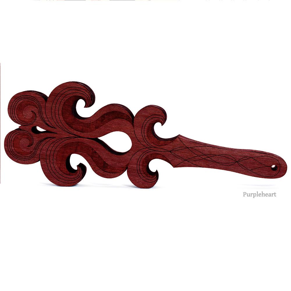 Purpleheart Scroll Spanking Paddle | Handmade Wooden BDSM Paddle by LVX Supply