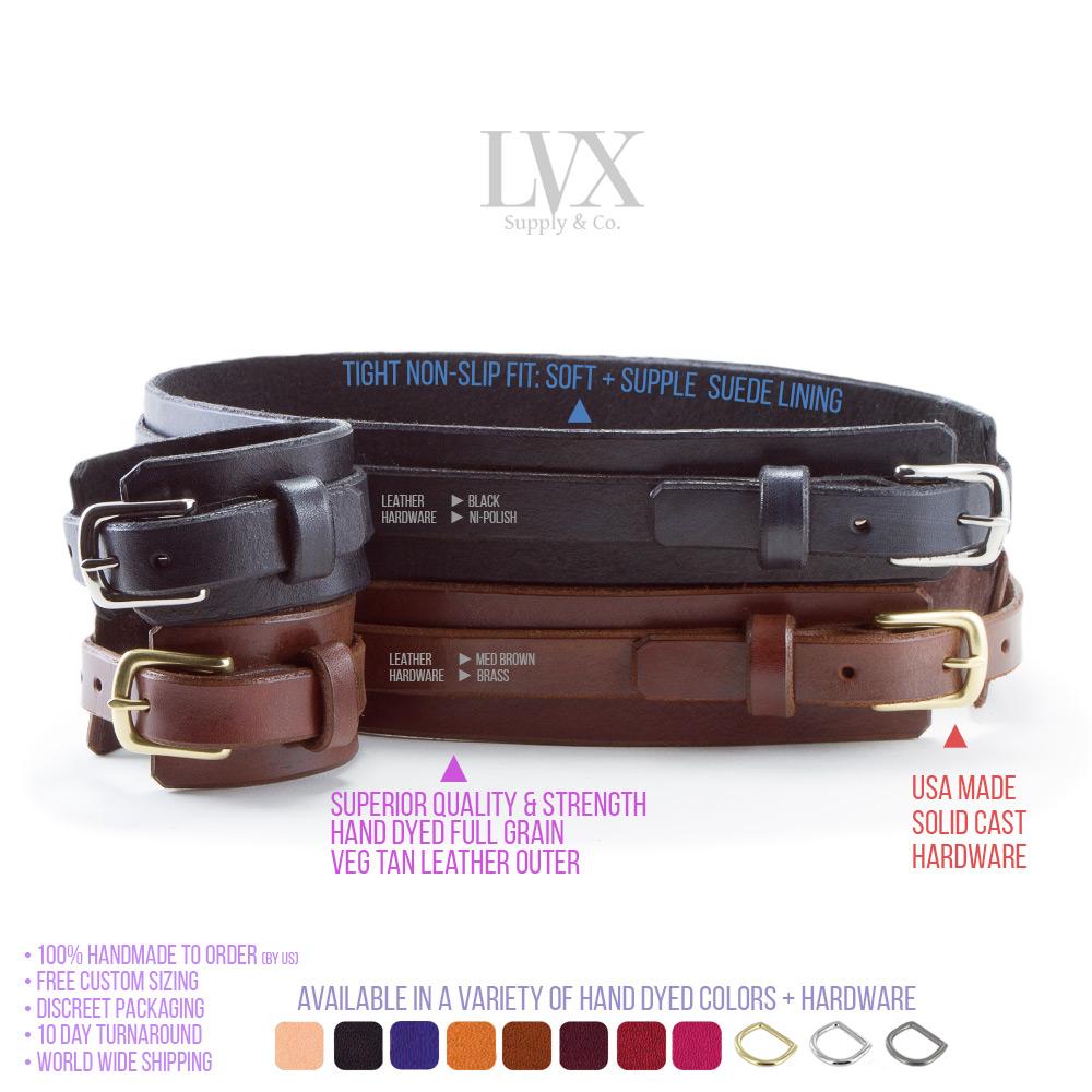 Attached Cuff &amp; Thigh Harness [Suede-Lined]