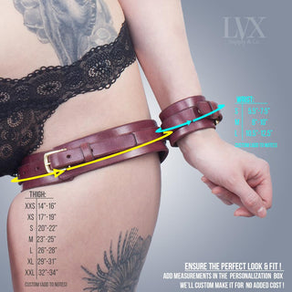 Thigh Harness w/ Attached Cuffs [Suede-Lined]